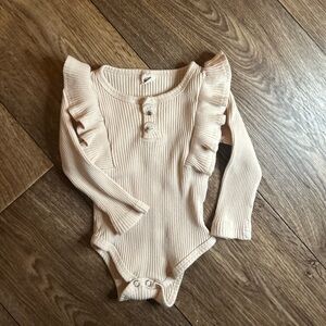 Ribbed Long Sleeve Ruffle Onesie